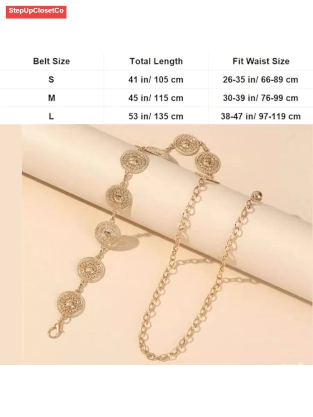 Metal Waist Chain Belt Sun Moon Gothic Hollow Out Adjustable Women Accessory